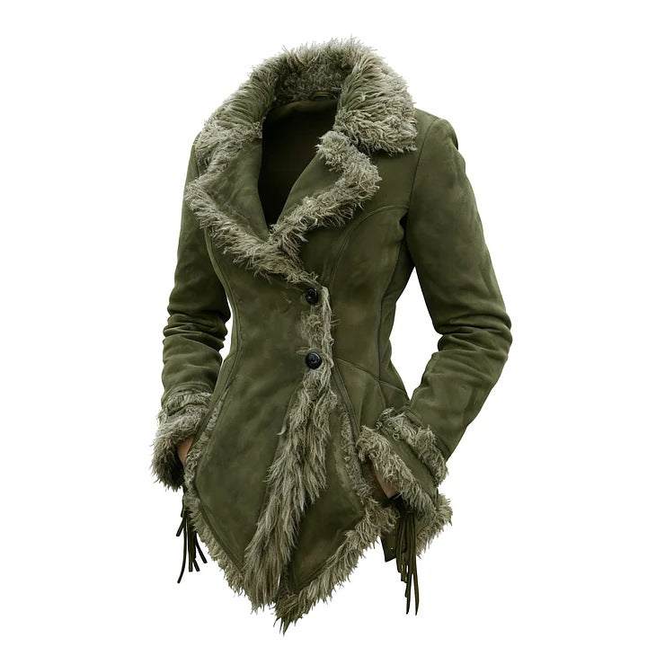Women's Retro Suede Fur Collar Jacket