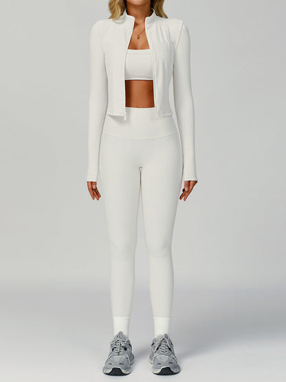 Women's Ribbed Yoga Outfit Set High-Waisted Quick-Dry