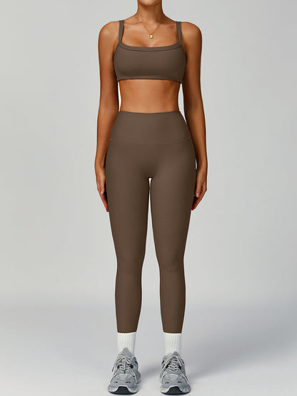 Women's Ribbed Yoga Outfit Set High-Waisted Quick-Dry