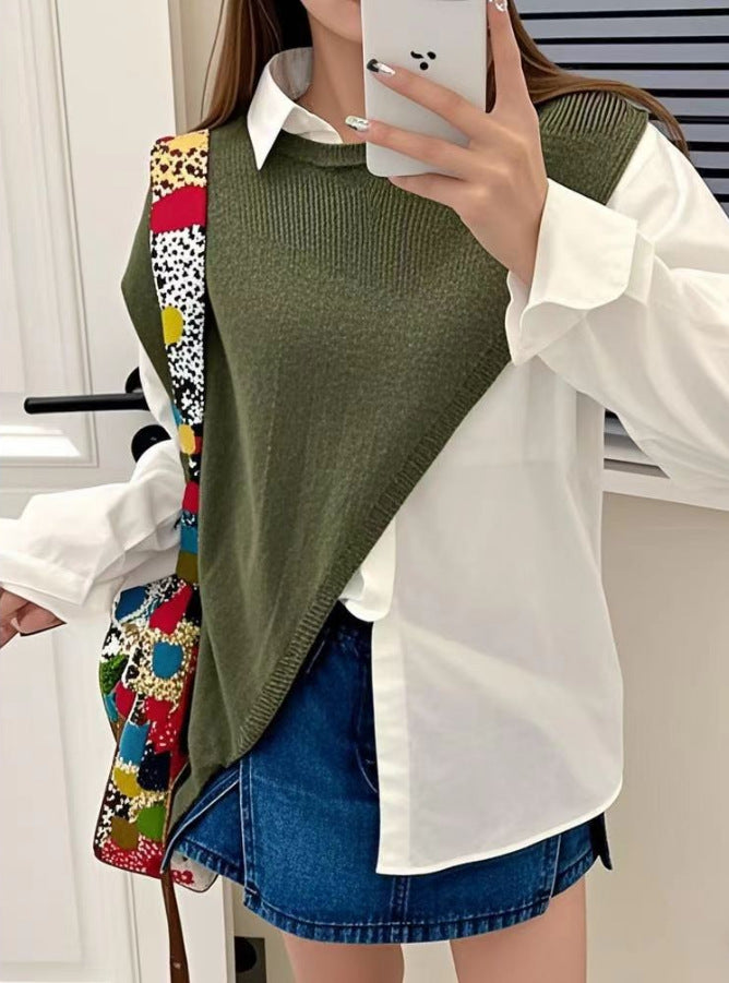 Women's Ribbon Trim Knit Vest Shawl