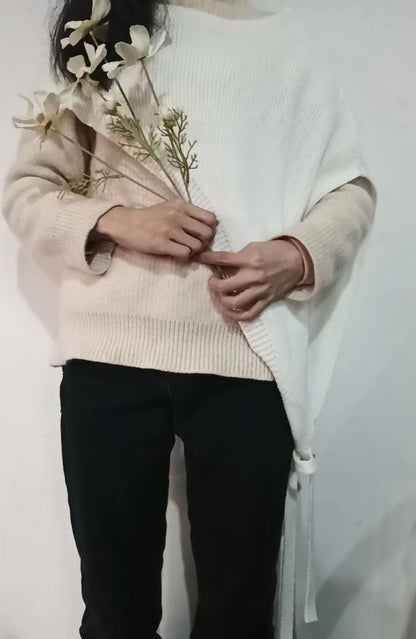 Women's Ribbon Trim Knit Vest Shawl