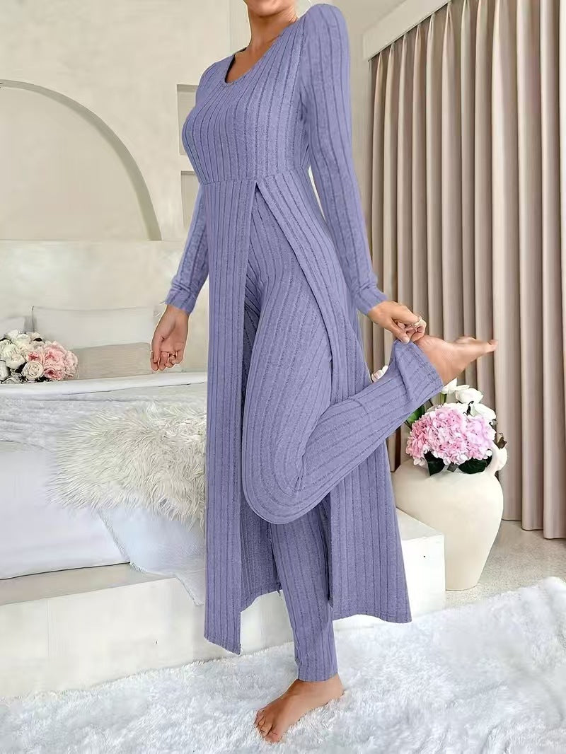 Women's Round Neck Long Sleeve Two-Piece Set