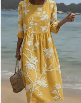 Women's Round Neck Printed Dress