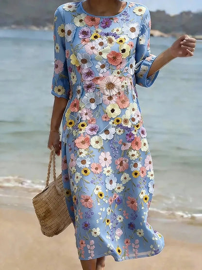 Women's Round Neck Printed Dress