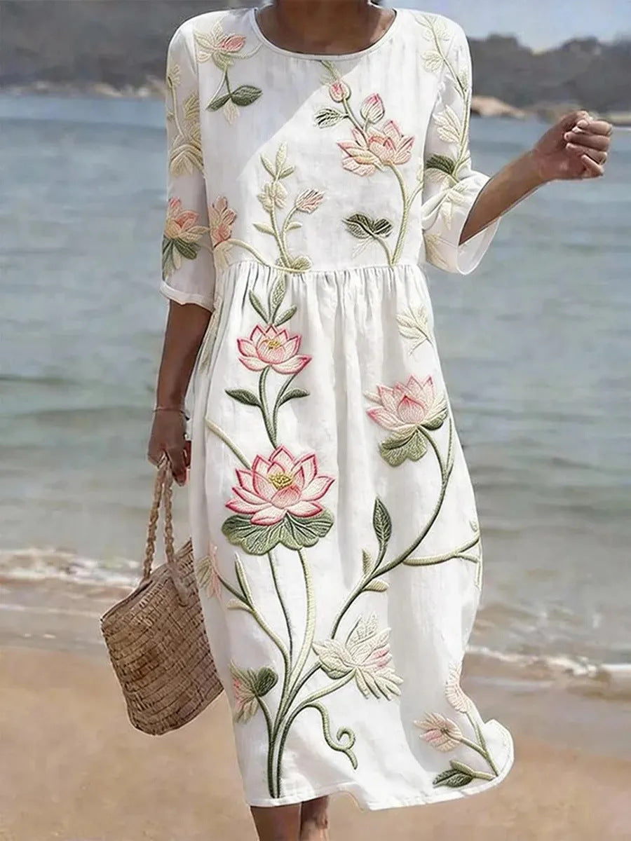 Women's Round Neck Printed Dress