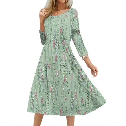 Women's Round Neck Printed Dress