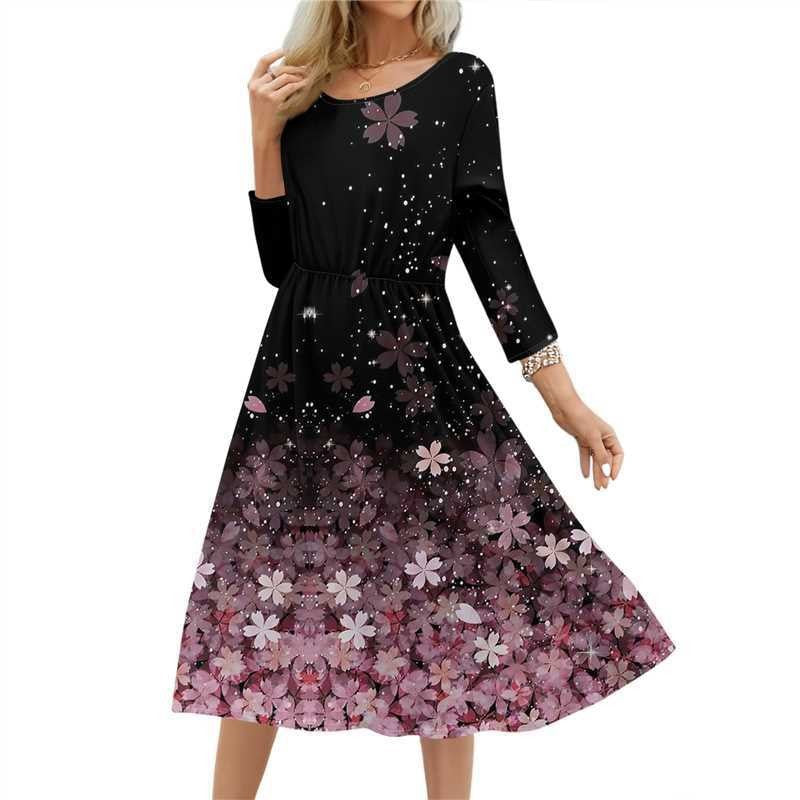 Women's Round Neck Printed Dress