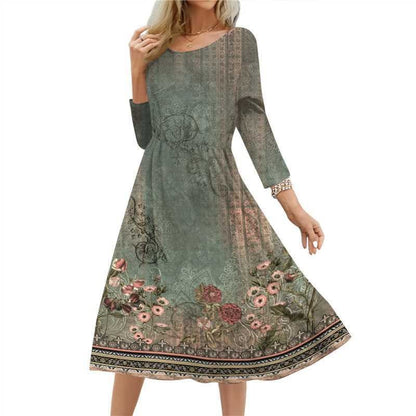 Women's Round Neck Printed Dress