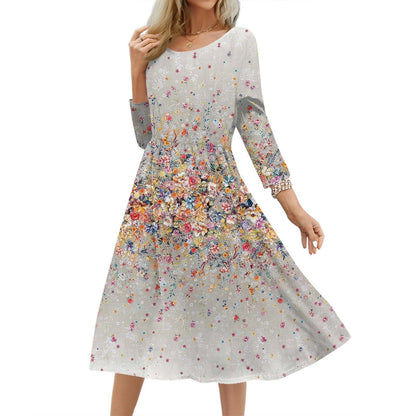Women's Round Neck Printed Dress