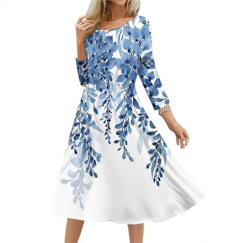 Women's Round Neck Printed Dress