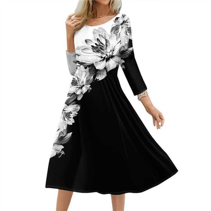 Women's Round Neck Printed Dress
