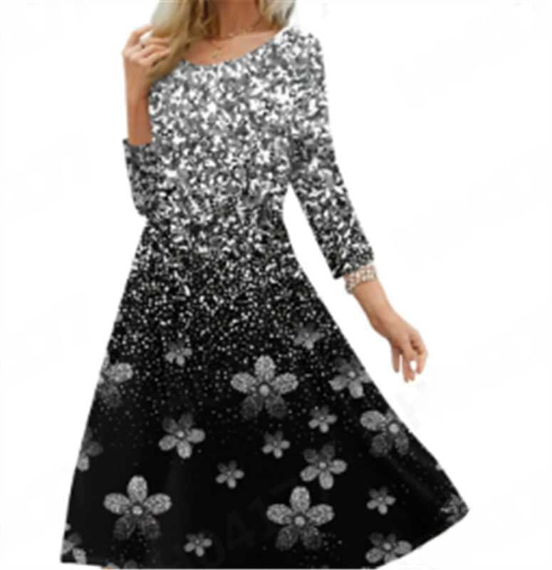Women's Round Neck Printed Dress