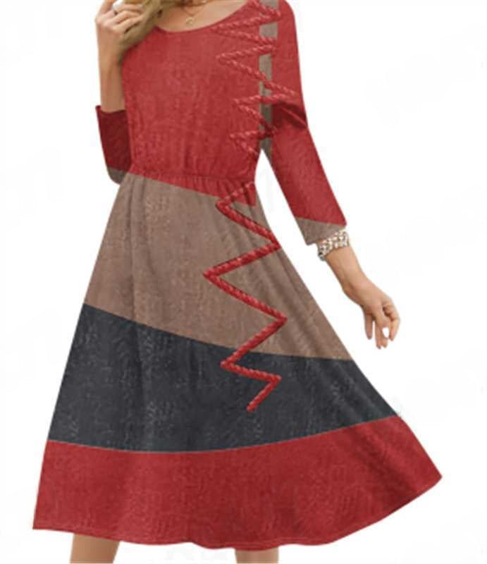 Women's Round Neck Printed Dress