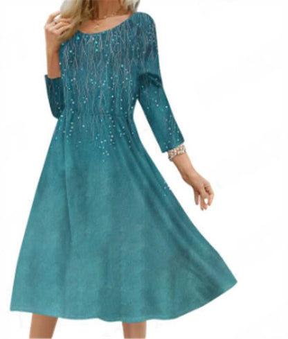 Women's Round Neck Printed Dress