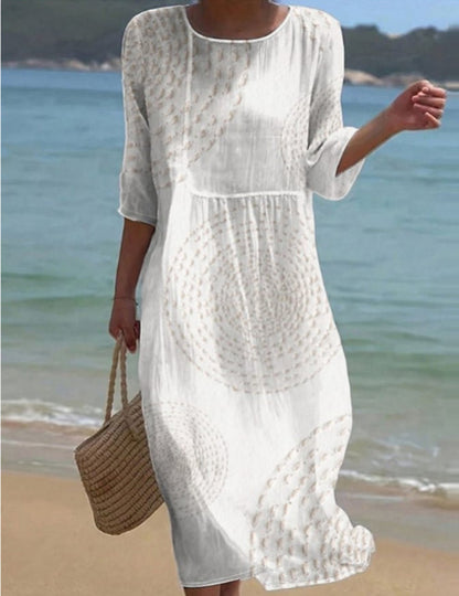 Women's Round Neck Printed Dress