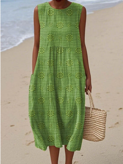 Women's Round Neck Printed Dress