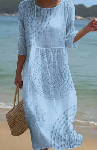 Women's Round Neck Printed Dress