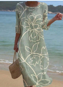 Women's Round Neck Printed Dress
