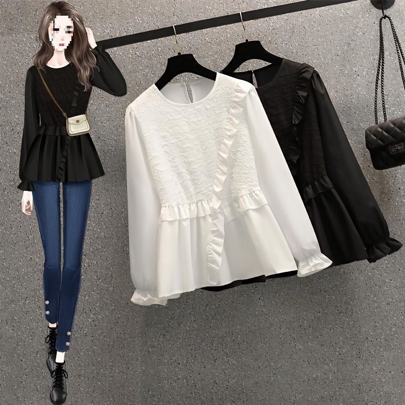 Women's Ruffled Hem Chiffon Blouse