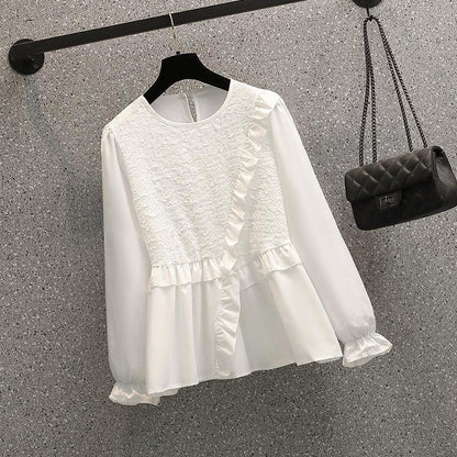 Women's Ruffled Hem Chiffon Blouse