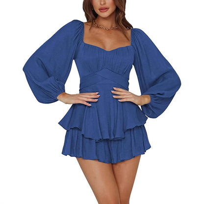 Women's Ruffled Lantern Sleeve Dress