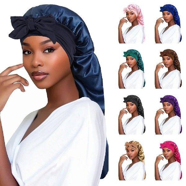 Women's Satin Bonnet Sleeping Cap with Long Tail