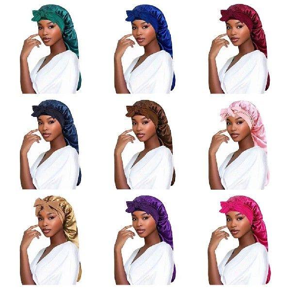 Women's Satin Bonnet Sleeping Cap with Long Tail