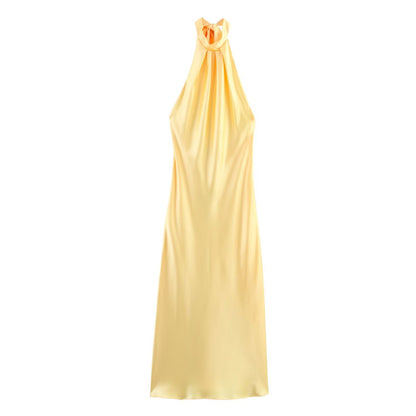 Women's Satin Halter Neck Dress