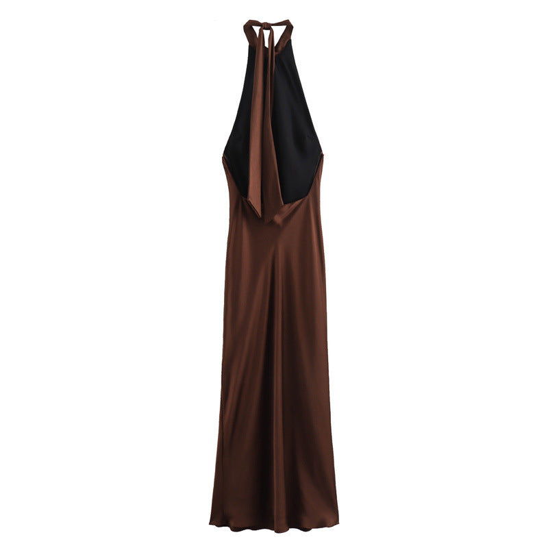 Women's Satin Halter Neck Dress