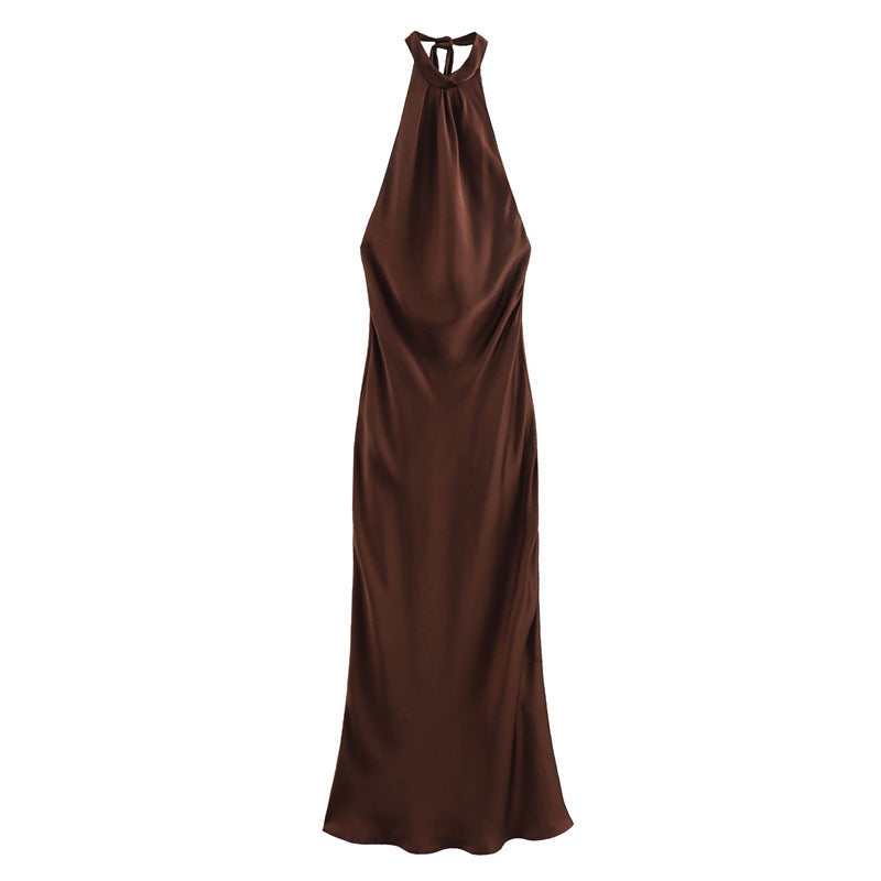 Women's Satin Halter Neck Dress