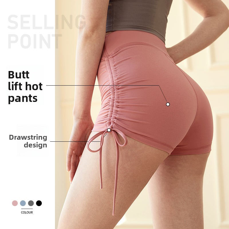 Women's Seamless High-Waist Yoga Shorts with Drawstring for Fitness