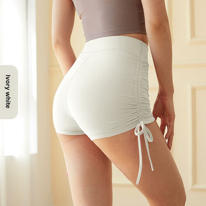 Women's Seamless High-Waist Yoga Shorts with Drawstring for Fitness