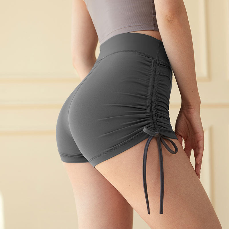 Women's Seamless High-Waist Yoga Shorts with Drawstring for Fitness
