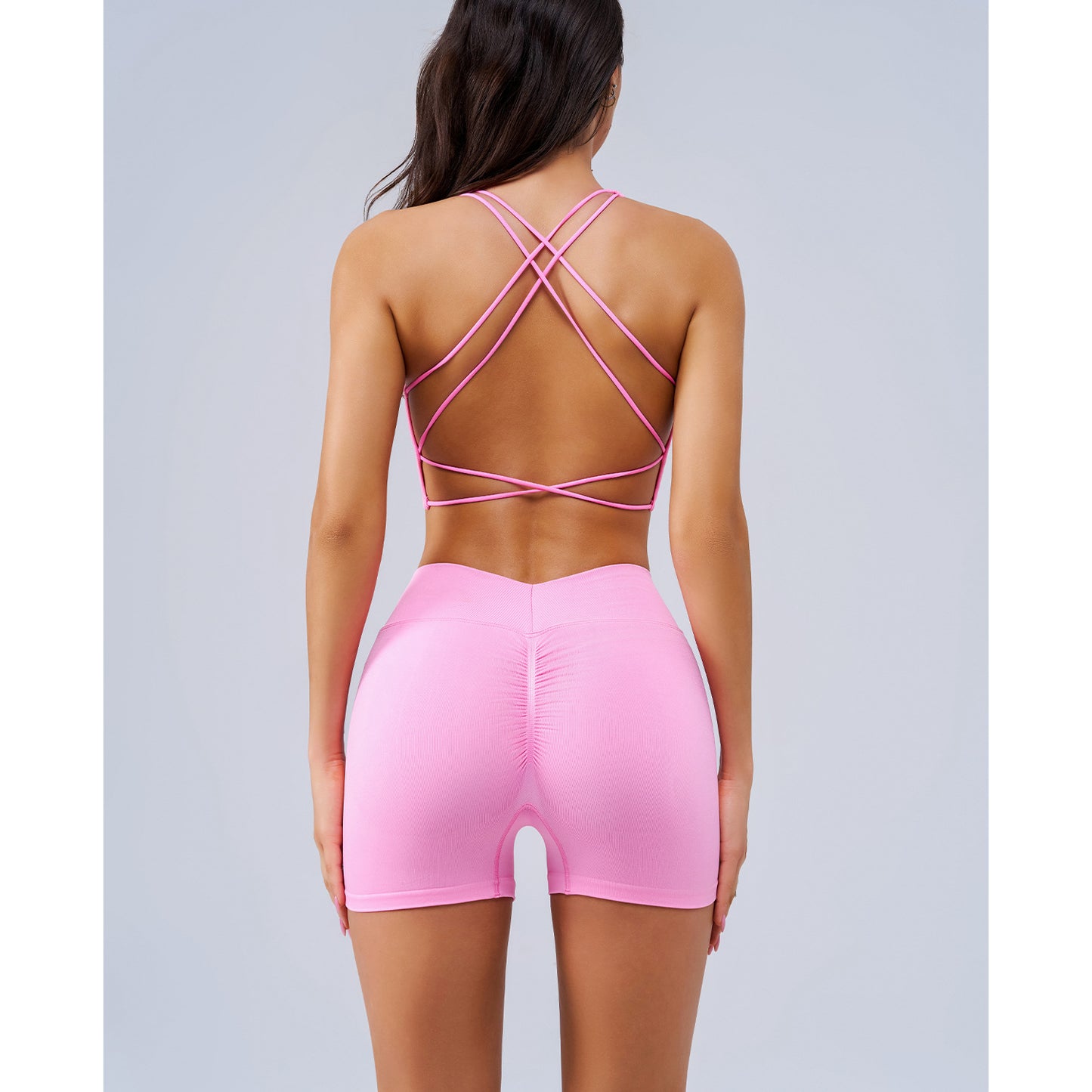 Women's Seamless Yoga Bra and Shorts Set