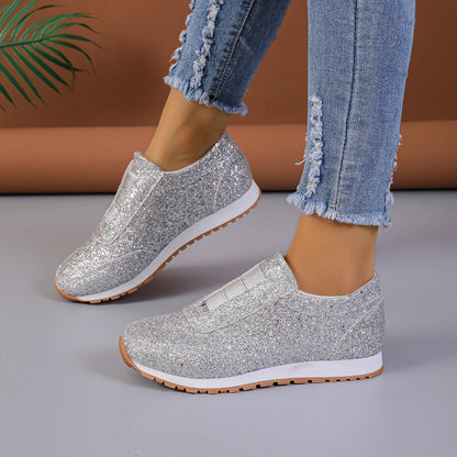 Women's Sequined Casual Shoes Lightweight Sports Leisure Flats