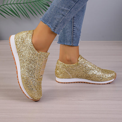 Women's Sequined Casual Shoes Lightweight Sports Leisure Flats