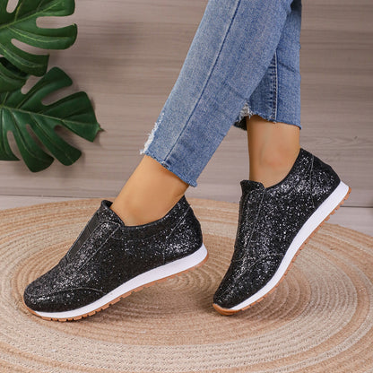 Women's Sequined Casual Shoes Lightweight Sports Leisure Flats