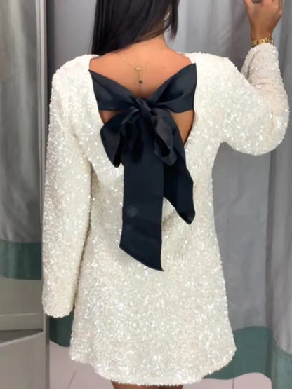 Women's Sequined Long Sleeve Princess Dress