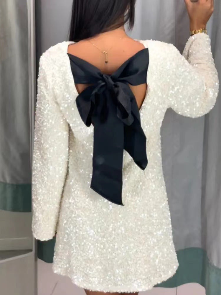 Women's Sequined Long Sleeve Princess Dress
