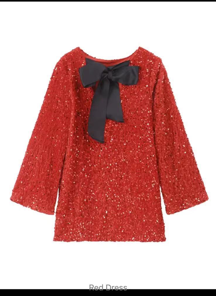 Women's Sequined Long Sleeve Princess Dress