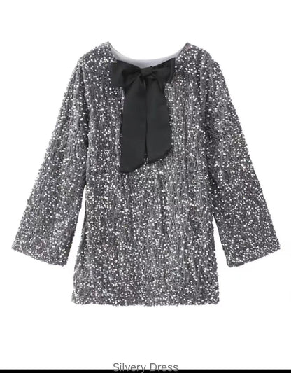 Women's Sequined Long Sleeve Princess Dress