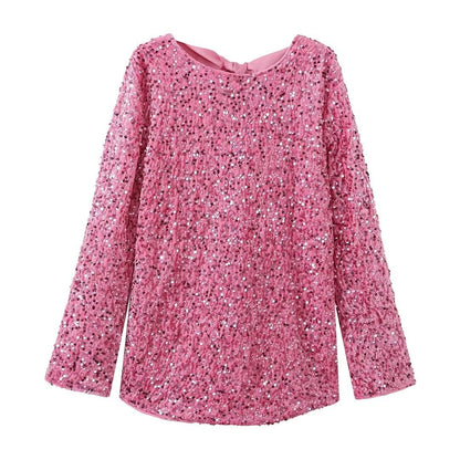 Women's Sequined Long Sleeve Princess Dress