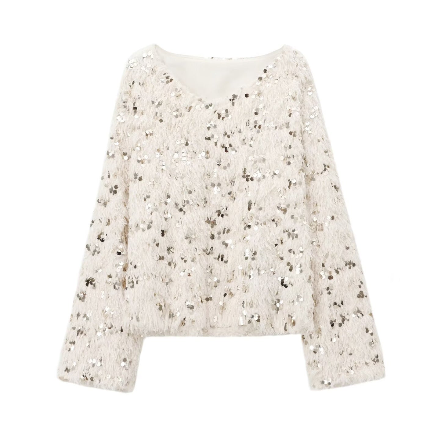 Women's Sequined V-Neck Sweater