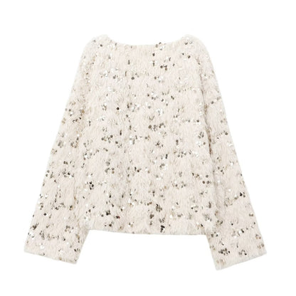 Women's Sequined V-Neck Sweater