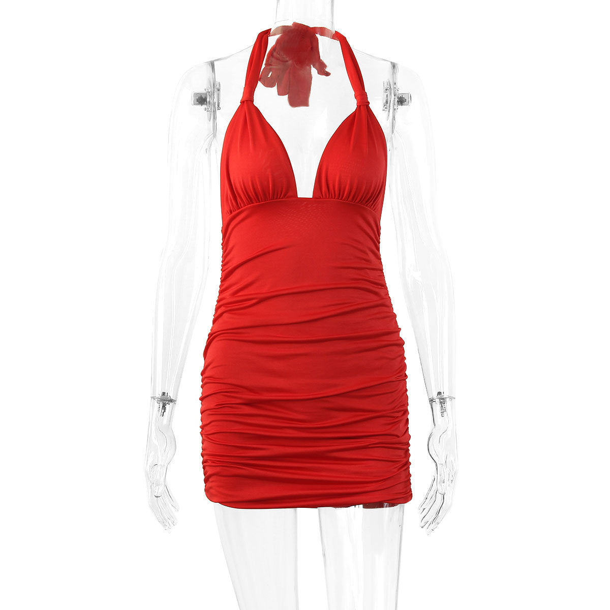Women's Sexy Deep V Neck Halter Dress