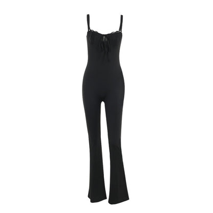 Women's Sexy Lace High-Waist Flared Jumpsuit