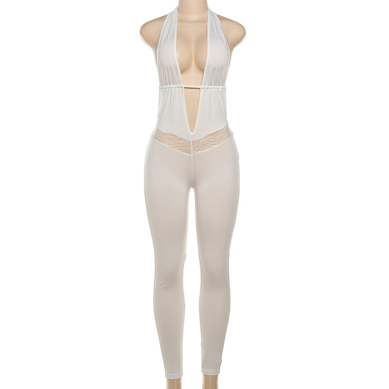 Women's Sexy Lace Hollow-out Slim-fit Jumpsuit