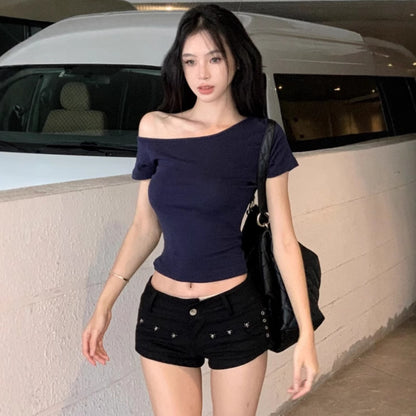 Women's Sexy Off-Shoulder Slim-fit T-shirt