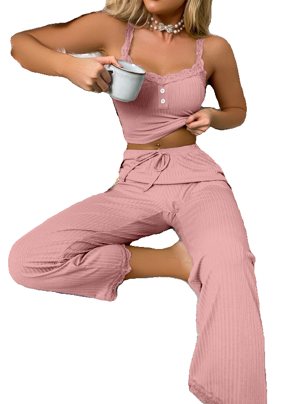 Women's Sexy Two-Piece Pajamas with Suspenders Home Wear Two-Piece Set