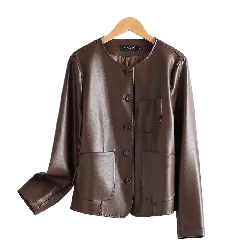 Women's Sheepskin Leather Jacket Slim Fit Short Coat